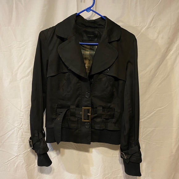 🎉2/$20 Vero Moda Balsa Short Jacket Belted Bomber Blazer Cropped Collared Coat - Picture 2 of 16